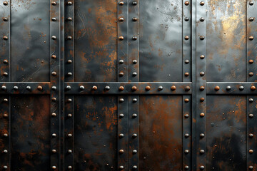 Fototapeta premium Textured Metal Panels with Rivets