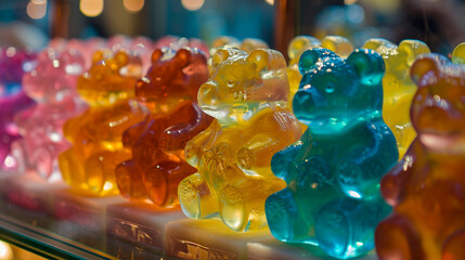 Multi-colored jelly bears. Selective focus.