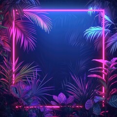 Fototapeta na wymiar Neon Jungle Midnight Pulse Background created with Generative AI Technology