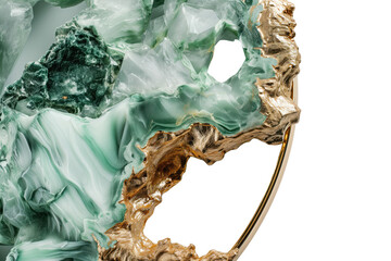jadestone and gold object on transparent background