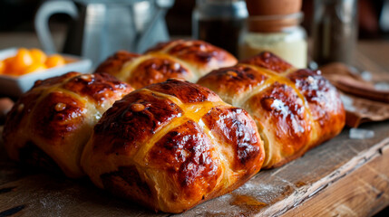 the yeast buns are baked. Selective focus.