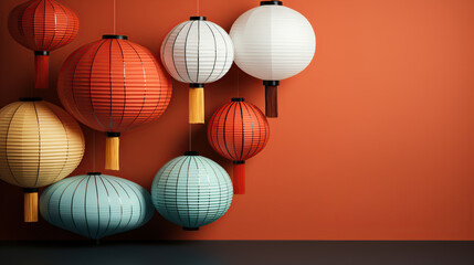 Obraz premium Flyer or banner design for Chinese New Year with lantern, sale and promotion campaign.