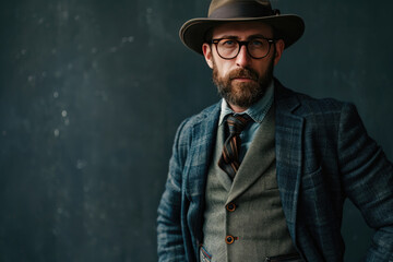Stylish American Fashion Designer Poses Confidently In Suit And Hat