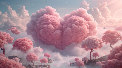 Generative AI. Heart made of clouds