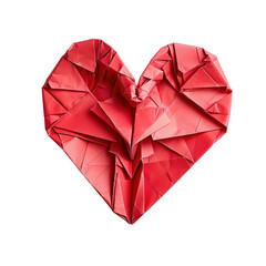 Heart paper craft for valentine's day, origami. isolated on white background or transparent background, clipart png