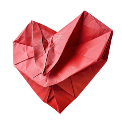 Heart paper craft for valentine's day, origami. isolated on white background or transparent background, clipart png