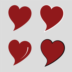 Collection set of red hearts vector icons
