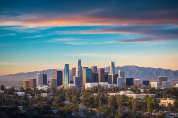 sunset over the city