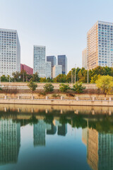 The modern urban architecture skyline and ancient canal scenery of Beijing, the capital of China	