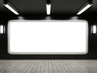 Large billboard on dark underground wall mockup. Billboard on clean interior. Generative Ai
