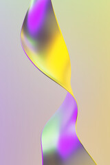 Abstract background in pastel colors with metallic wave. 3d rendering