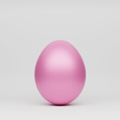 One pink Easter egg on white background. Minimalism. 3D renderong