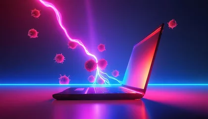 Fotobehang computer infected with virus © moto