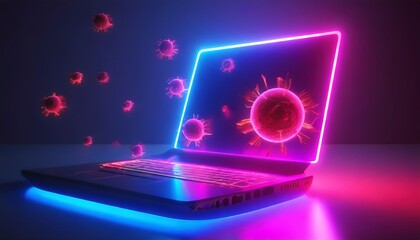 ウイルスに侵されたパソコン　通信障害 - obrazy, fototapety, plakaty
