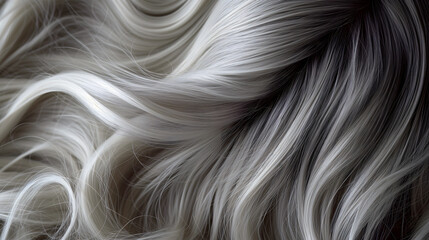 Abstract swirls of grey hair creating a monochrome pattern texture background - obrazy, fototapety, plakaty