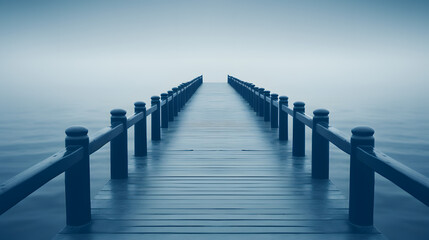 a long dock that leads to the water