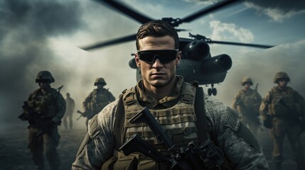 Fototapeta premium Epic Military Soldier and Army Scene