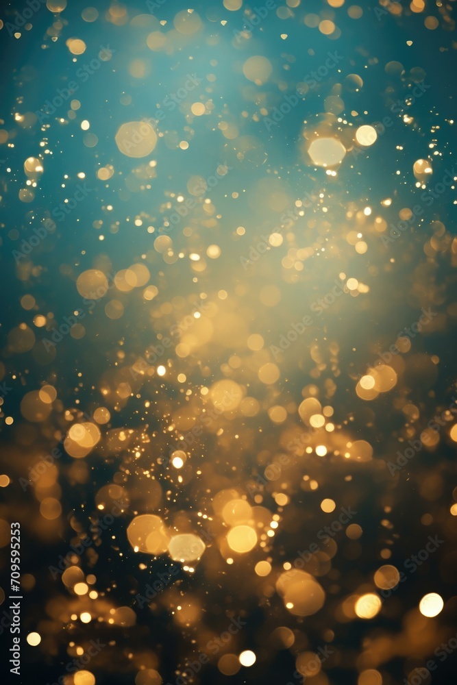 Poster golden bokeh background with sparkles. generative ai.
