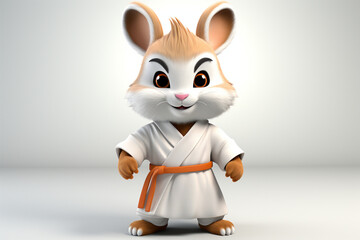 cartoon rabbit practicing karate