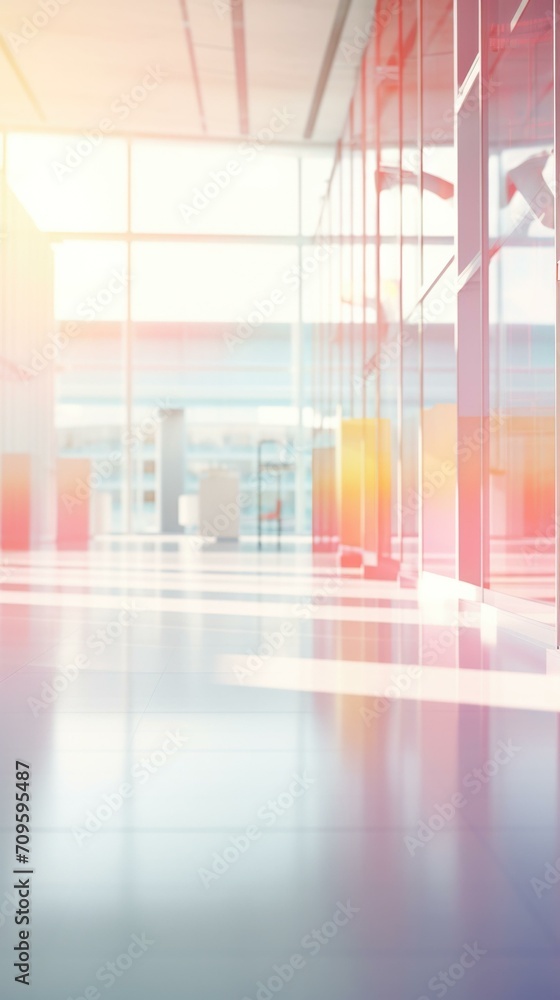 Canvas Prints Empty office building with bright light and glass walls. Generative AI.