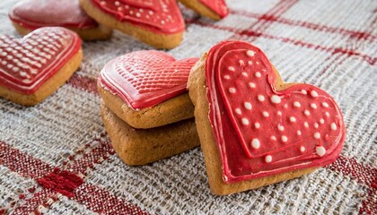 Fototapeta na wymiar homemade valentine cookies on wooden table