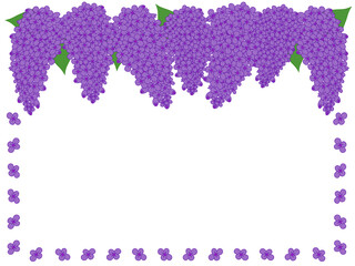 Purple lilac flower frame, border, greeting card with an empty place