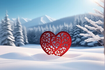 heart in the snow for valentines day