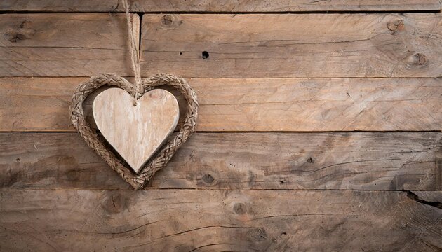 heart over wooden background