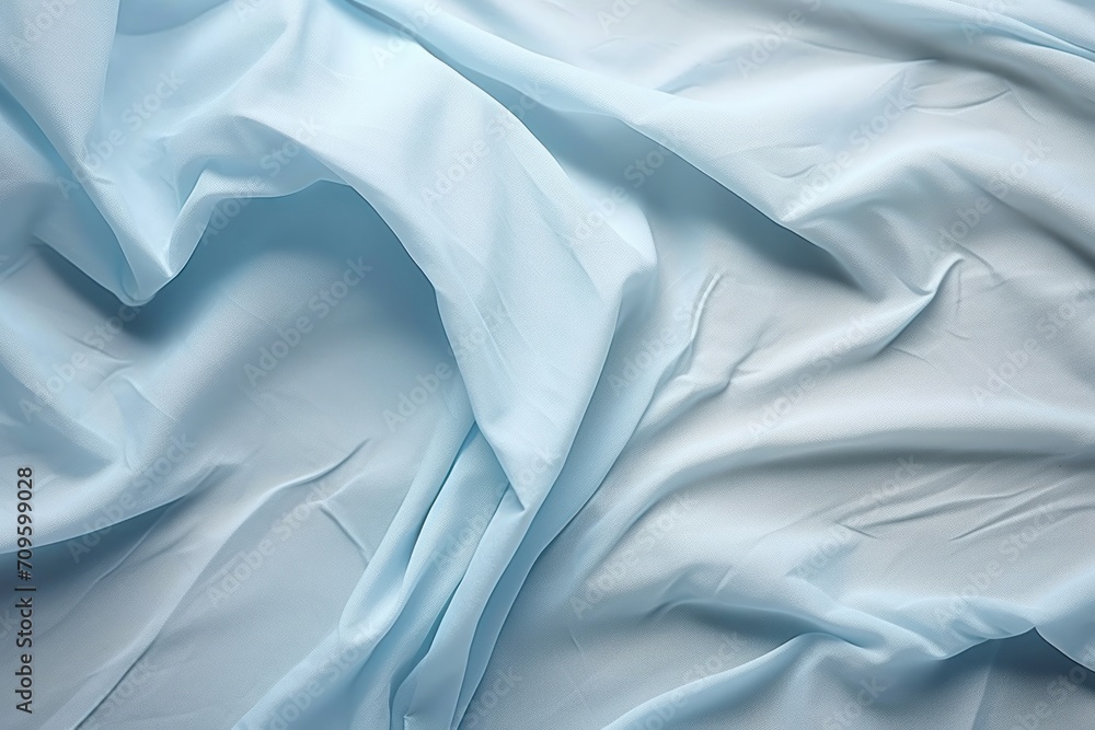 Poster a close up view of a bed with white sheets and sheets on top of it and a blue blanket on the bottom 