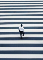 Man walking Crosswalk City street Business people lifestyle