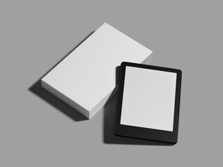 Isometric White Blank Book with E-reader 3D Mockup Realistic