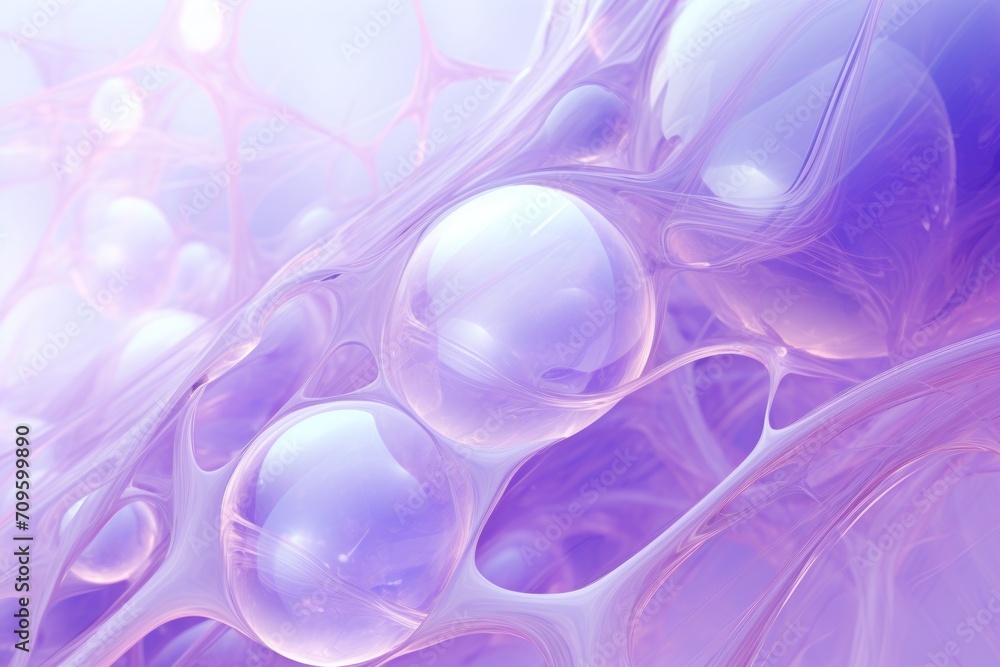 Aufkleber a close up of a bunch of bubbles on a purple and pink background with a light reflection of the bubb