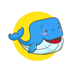 Cute whale cartoon vector illustration. Adorable and kawaii animal concept deesign. Undersea aquatic mammals.Isolated white background.