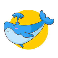 Fototapeta premium Cute whale cartoon vector illustration. Adorable and kawaii animal concept design. Undersea aquatic mammals.Isolated white background.