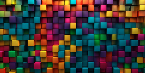 Abstract multicolored geometric background. Vector illustration for your design.Abstract colorful cubes background. 3d rendering, 3d illustration.

