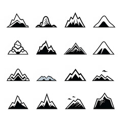 set of Mountain icons ai generative