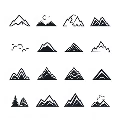 Deurstickers Bergen set of Mountain icons ai generative