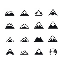 set of Mountain icons ai generative