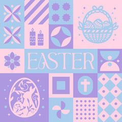 Christ Easter seamless pattern in scandinavian style postcard with Retro clean concept design