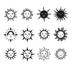 set of sun  icons ai generative
