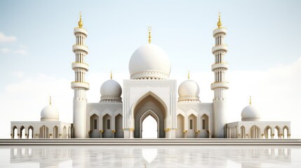 Fototapeta na wymiar white mosque Islamic background 