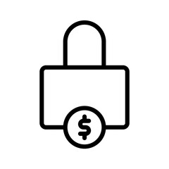 locked dollar coin icon or logo illustration outline style. Icons ecommerce.