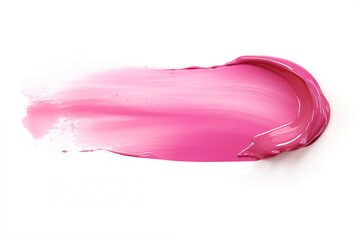 cosmetic smear of glossy lip gloss texture in pink color on white background - obrazy, fototapety, plakaty