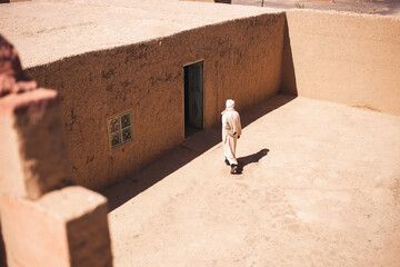 House made of abode material at Merzouga, Morocco
