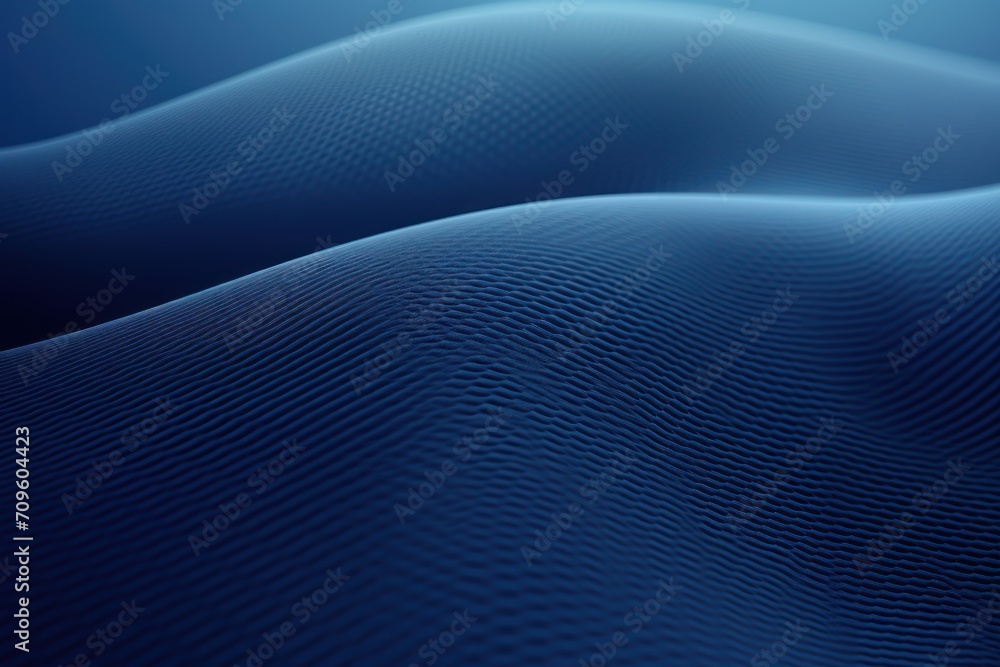 Poster a blue background with wavy lines and a blurry image of the top part of a hill in the distance.