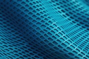  a close up view of a blue material with a pattern on the side of the material and a black object in the middle of the image.