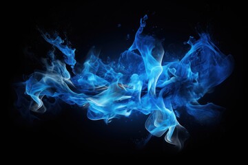  blue smoke on a black background that looks like something out of a movie or a sci - fi filament. - obrazy, fototapety, plakaty