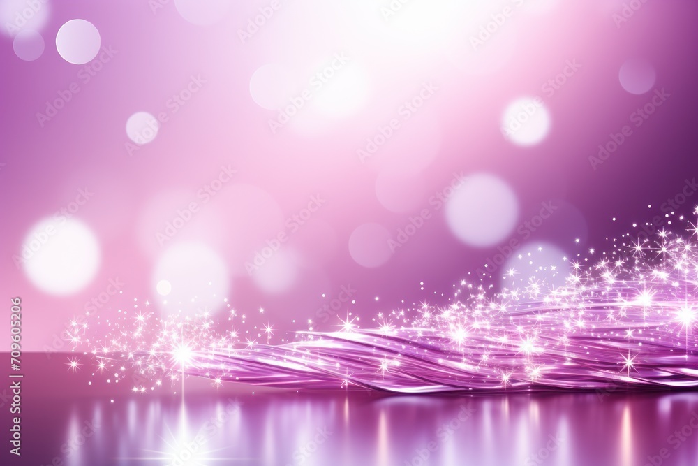 Poster a bright purple background with sparkling lights and a blurry image of a wave of light in the middle