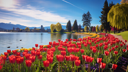 Experience the Canada Tulip Festival through the eyes of a high-definition camera, where each tulip's intricate details and the festival's lively atmosphere are captured in stunning realism