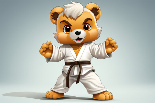 cartoon bear practicing karate